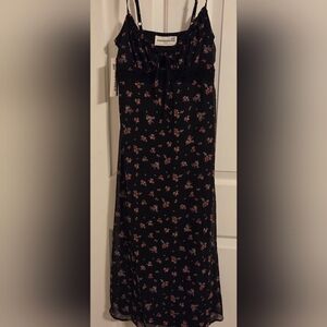 No Boundaries Black Floral Midi Dress NWT